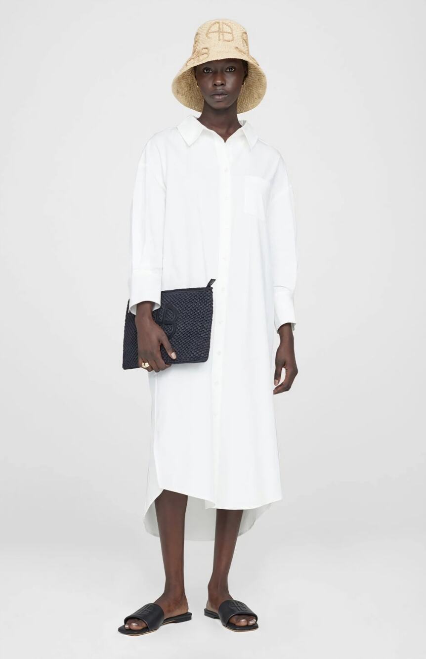 Anine Bing White Mika Shirt Midi Dress Button Down Dress NWT Size X-Small